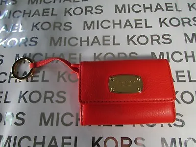 NWT Michael Kors Leather Jet Set Item Flap Key Ring Coin Purse Mandarin • $40