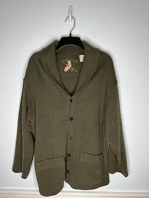 Orvis Cardigan Sweater Mens Large Green Button Up Knit Pockets Vintage Pheasant • $29.77