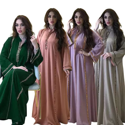 Islamic Modest Kaftan Eid Muslim Women's Party Dress Dubai Turkey Abaya Moroccan • $25.69