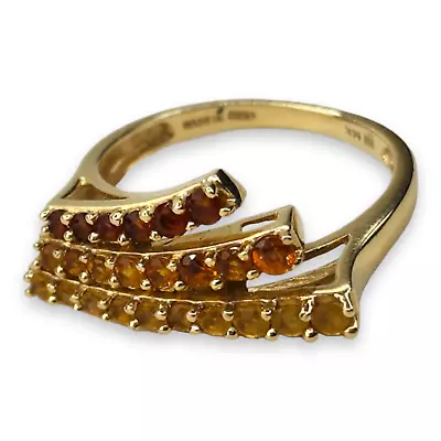 Vintage 14KT Yellow Gold Citrine Cocktail Ring Size 7.75 • $424.95