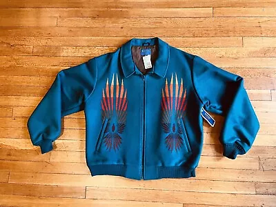 VINTAGE Pendleton Beaver State Bomber Jacket Men’s Extra Large Blue Aztec USA • $700