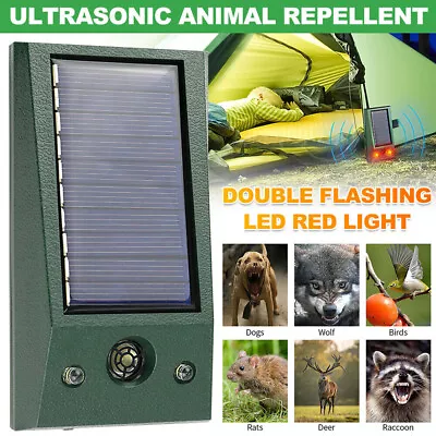 Solar Ultrasonic Garden Deterrent Repeller Animal Bird Cat Scarer Pest Fox Dog • £8.45