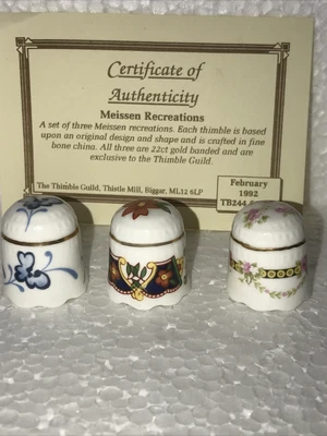 £14.99 • Buy Thimble Guild,  Bone China - Meissen Recreations Set Of 3 - Feb 1992