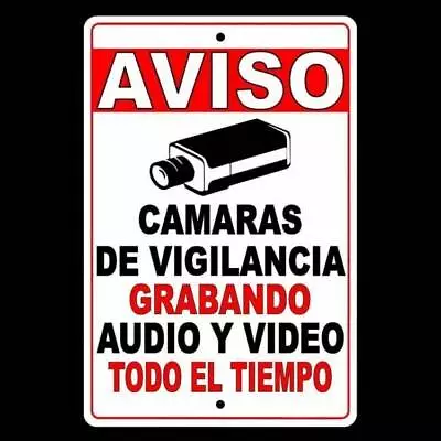 Spanish Security Cctv Warning Audio Video Surveillance Camera Sign / Decal  • $10.73