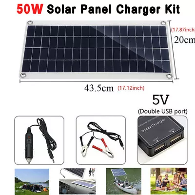 50W Solar Panel Kit 12V Emergency Battery Charger For Car Van Caravan Boat UK • £16.99