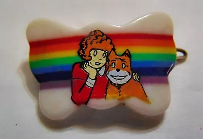 Vintage Girls Hair Barrette Rainbow Little Orphan Annie Butterfly Plastic Metal • $12.96