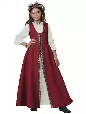 Renaissance Faire Red Dress Medieval Maid Marion Princess Child Girls Costume • $76.95