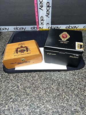 (2) Empty Wood Cigar Box A Fuentes Short Story & El Grande Maduro. • $15