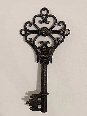 Large Skeleton Key Steampunk Wall Decor Black And Brass Colored Metal 13  • $19.99