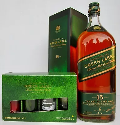 Johnnie Walker Green Label HUGE 1.5 LITRE Size Complete With Shot Glasses Set!!! • $849
