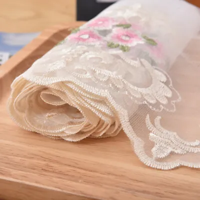 2 Yards Lace Fabric Flower Venise Trim Embroidered Sewing Craft Decoration • $1.87