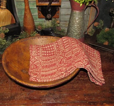 $11.95 • Buy Prim Antique Vtg Style Red Cotton Abigail Woven COVERLET RUNNER RQ23RSR