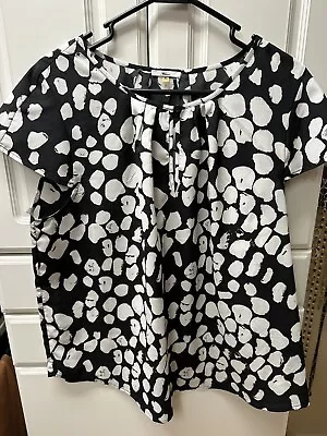 Milano Size XL Black White Dot Print Cap Sleeve Blouse • $6