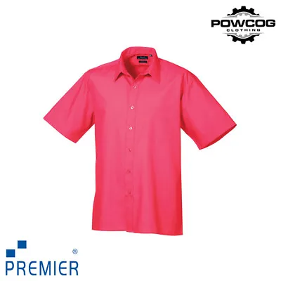 Premier Mens Short Sleeve Shirt Plain Formal Easy Care Work Top 14.5 - 22 Collar • £14.99