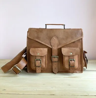20  Fat Brown Men Genuine Vintage Leather Messenger Satchel Shoulder Laptop Bag • $57