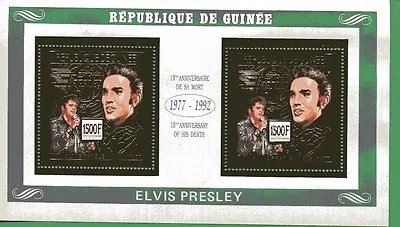 ELVIS PRESLEY Gold Foil Souvenir Sheet #C176 X2 MNH / Guinea - E30 • $82.06