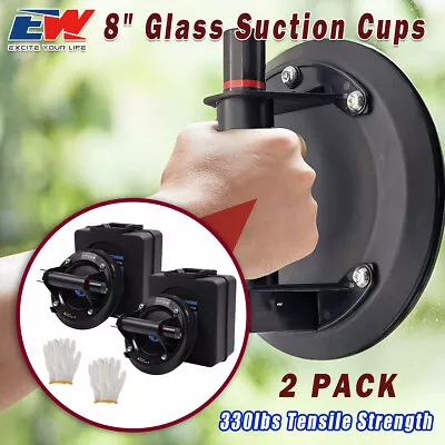 2 Set Of 8'' Vacuum Suction Cup Glass Lifter 330lbs Glass Lifting W/ ABS Handle • $41.12