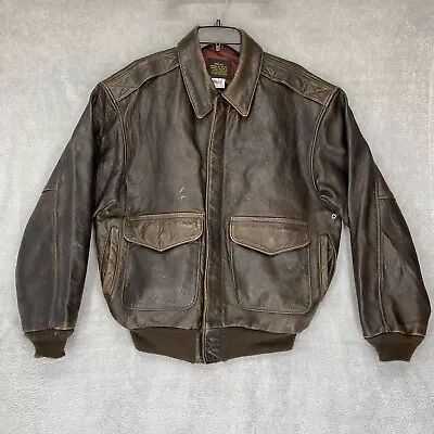 AVIREX A-2 Flight Jacket Genuine Vintage Leather Men Size L Brown Made In USA • $205