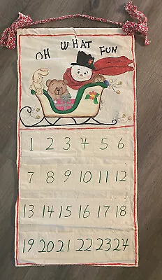 Vintage Advent Calendar Hand Painted Hanging Snowman Sleigh 1992 Excellent • $26.99