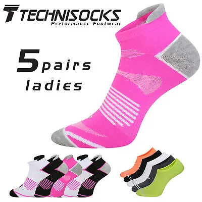 Ladies 5 Pack Trainer Liner Socks Invisible Gym Running Cushioned Socks Size 4-8 • £4.99