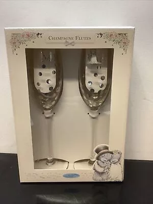 Me To You Bear Champagne Flutes Bride Groom Rare Glasses Toast Collectable NEW • £24.95