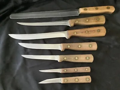 $25 • Buy Vintage Wood Handle Chicago Cutlery U.S. Knife Set (7 Knives)
