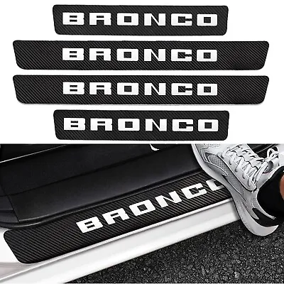 $12.29 • Buy 4x For Bronco Carbon Fibre Car Door Sill Plate Protector Step Sticker Accessory