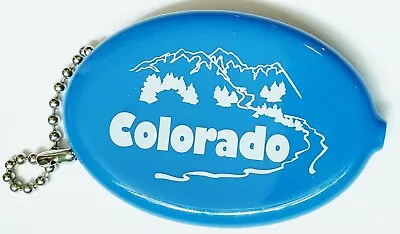 Colorado Coin Pouch Keychain Vintage Souvenir Mountains Blue Quikoin Keyring  • $18
