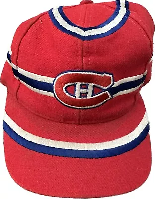 Vintage 90s Montreal Canadiens Twins Enterprises Jersey Wool Blend Snapback Hat • $42.49