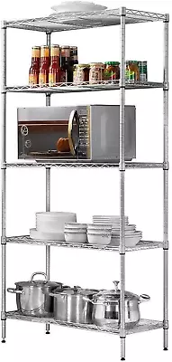 5-Tier Metal Wire Rack Free Standing Shelving Unit Adjustable Heavy Duty Storage • $44.99