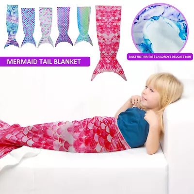 Mermaid Tail Blanket Ultra-Soft Flannel Sleeping Blanket Fish Scale ShigT • £12.59