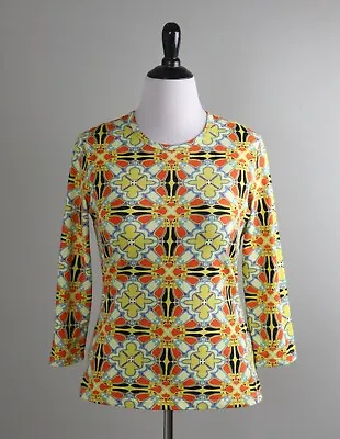 J. MCLAUGHLIN $148 Smooth Stretch Tile Print Casual Tee Top Size Large • $19.99