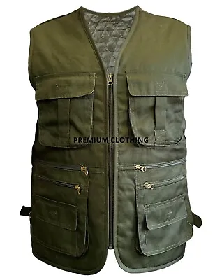 Mens THICK Sleeveless Gilet Quilted Jackets Body Warmer Multi Pocket Fishing • £14.99