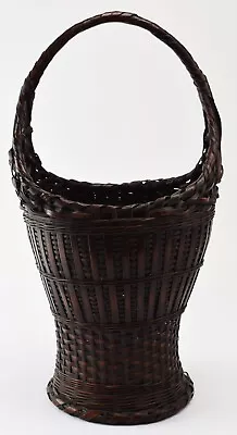 14 1/2  Antique 19C Japanese Meiji Period Woven Ikebana Basket - NO RESERVE MP34 • $9.95