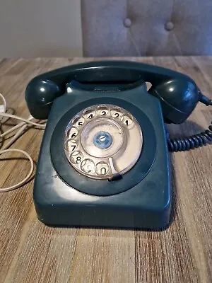 Vintage 1970's B746F  DARK GREEN Blue Rotary Dia Corded Landline Telephone  • £24.99