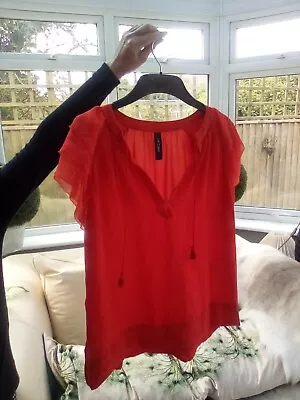 Ladies Marc Cain  Smock Style Tomato Red Shirt • £34