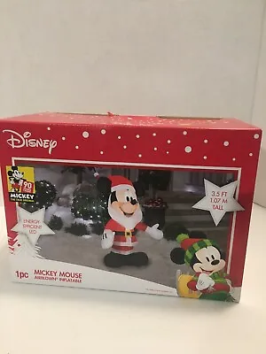 New Disney Santa Mickey Mouse 3.5  Led Air Blown Inflatable Christmas Yard Decor • $49.99