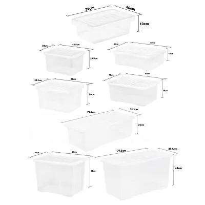 Clear Plastic Containers With Lids Stackable Nestable Storage Box Home Office UK • £14.59