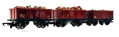 Hornby 00 Gauge - 3 X Br Brown Stone Mineral Wagons With Loads - Unboxed • £14.95