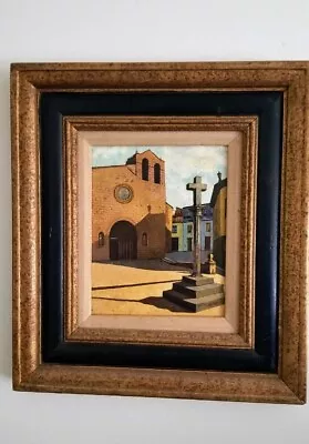 Vintage Mission Oil On Board Painting Framed Mexican Artist • $275