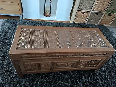 Antique African Large Hardwood Carved Camphor Blanket Chest Geometric Pattern  • £100