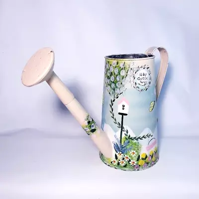 Vtg Kathy Hatch Galvanized Metal Watering Can Hand Painted Butterfly Gardens • $28.99