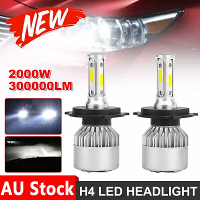 2Pcs 12V 24V H4 9003 2000W LED Headlight Globes Kit White Bulb Lamp High Beam OZ • $15.85