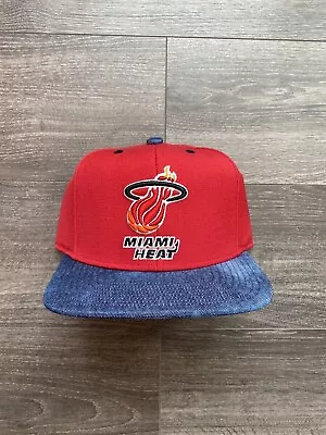 Mitchell & Ness NBA Miami Heat Denim Visor Snapback Hat • £15