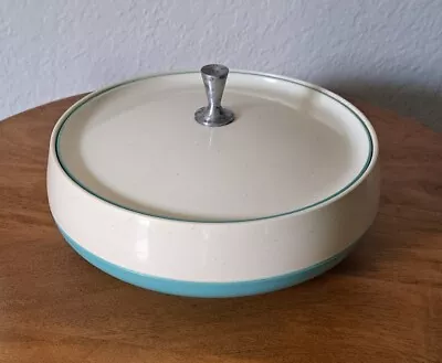 Vintage MCM Atomic Turquoise Bopp Decker Plastic Vacron Covered Serving Dish USA • $16.50