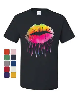 Dripping Neon Lips T-Shirt Lips Like Sugar Kiss Love Sexy Melt Tee Shirt • $17.95