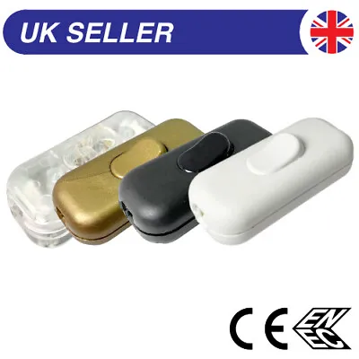 Inline Cord Switch 2A 250Vac For Table Lamps White Black Gold Clear | Arditi • £3.99