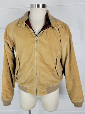 $60 • Buy Vintage LL Bean Mens Corduroy Bomber Jacket Plaid Lining USA 44