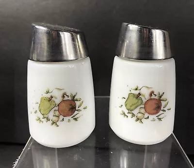 Starline Milk Glass Salt & Pepper Shakers Vegetable Motif Design #902 Vintage • $13.99