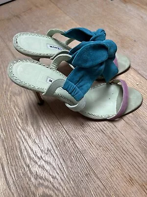 Manolo Blahnik Suede Fabulous Sandals Size 37 UK 4 • £100